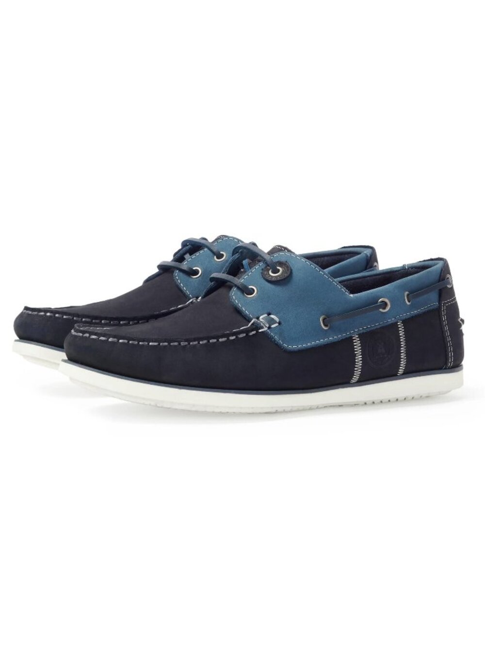 Barbour Wake Men's Leather 2-Eye Boat Shoes Moccasin Washed Blue Size 12